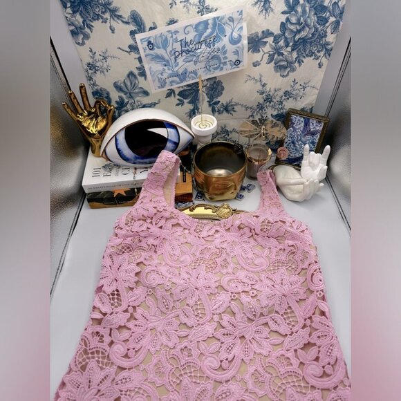 🆕 SELF PORTRAIT 🧿 NWOT Floral Lace Mini Shift Dress, Sz US 4 / UK 8 - Picture 2 of 16